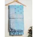 Tissue Kota saree with silver border ( Blue Saree )