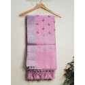 Tissue Kota saree with silver border ( pink saree )