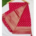 Soft organza sarees with all over small buttis, beautiful border and pallu ( Maroon Colour)