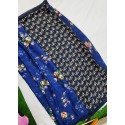 Floral print georgette saree with lace border and beautifully designed printed blouse ( Blue )